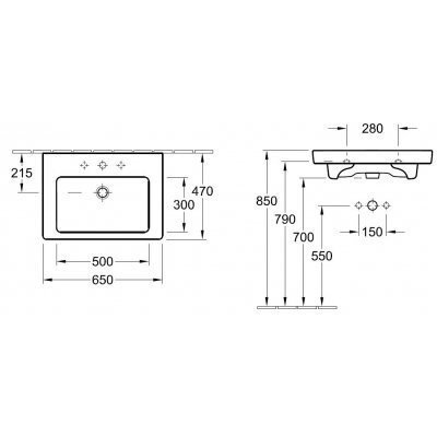 Умивальник підвісний Villeroy&Boch Subway 2.0, 65 (711365R3)