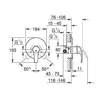 Змішувач для душу Grohe Eurosmart, одноважільний, хром (33556002)