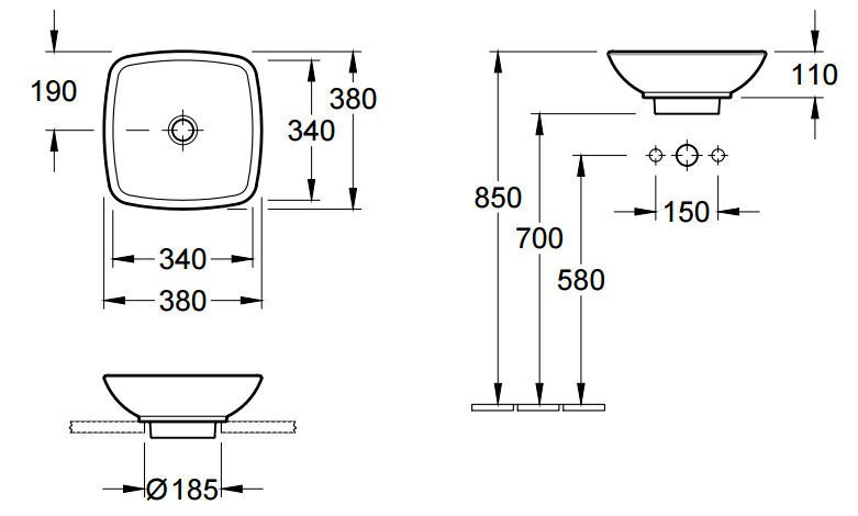 Умывальник накладной Villeroy&Boch Loop&Friends, 38 (514900R1)
