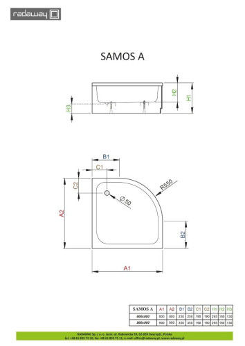 Душовий піддон Radaway Samos A, 90x90 (4S99300-03)