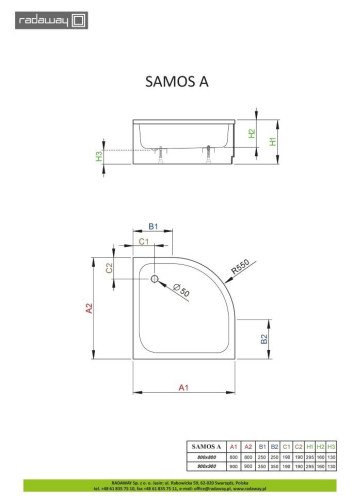 Душевой поддон Radaway Samos A, 90x90 (4S99300-03)