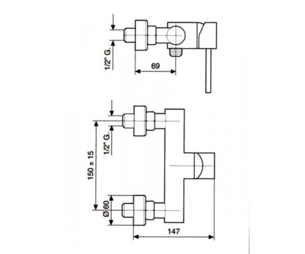 Cмеситель для душа Emmevi Piper, однорычажный, никель (NS45002)