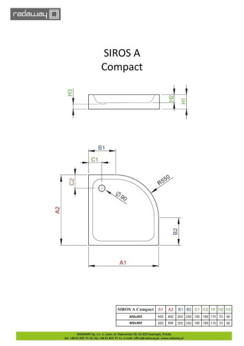 Душевой поддон Radaway Siros A Compact, 80x80 (SBA8817-2)