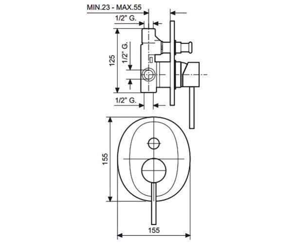 Cмеситель для душа Emmevi Piper, однорычажный, никель (NS45019)