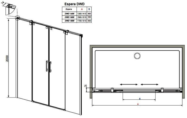 Душевые двери Radaway Espera DWD 180 (380128-01)
