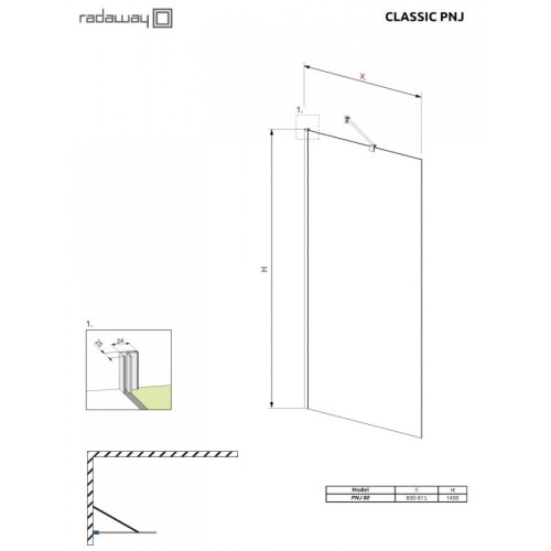 Шторка для ванни Radaway Classic PNJ 80, 140x80 (211080-001)