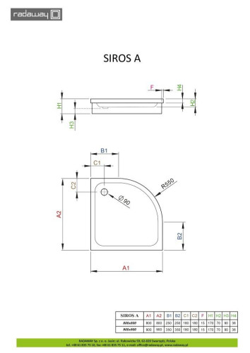 Душовий піддон Radaway Siros A, 90x90 (SBA9917-1)