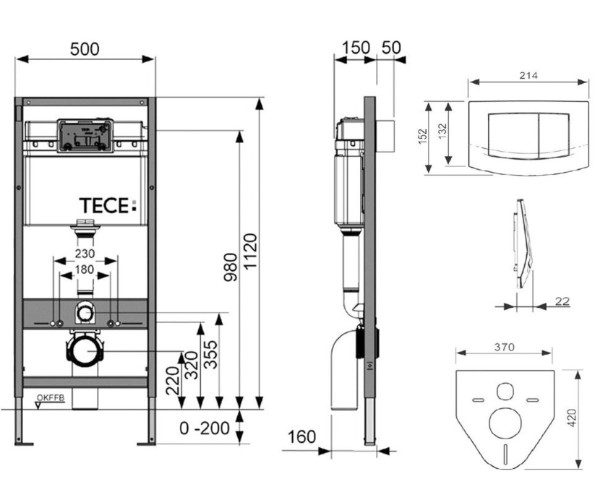 Инсталляция для унитаза Tece Base Kit (9.400.005)