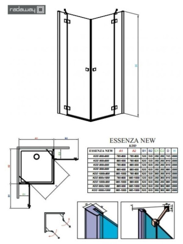 Душевая кабина Radaway Essenza New KDD, левая, 100x100 (385062-01-01L)