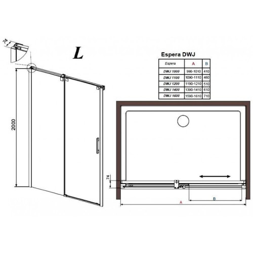 Душові двері Radaway Espera DWJ 110L, ліві (380111-01L)