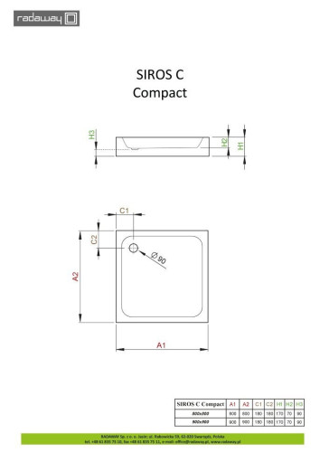 Душовий піддон Radaway Siros C, 80x80 (SBC8817-2)