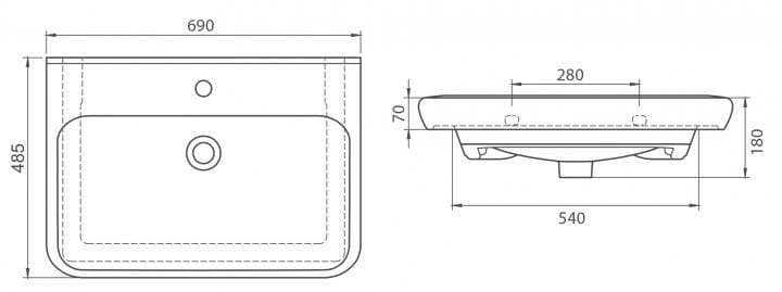 Умивальник підвісний Cerastyle Belo, 69 (AP0001510)