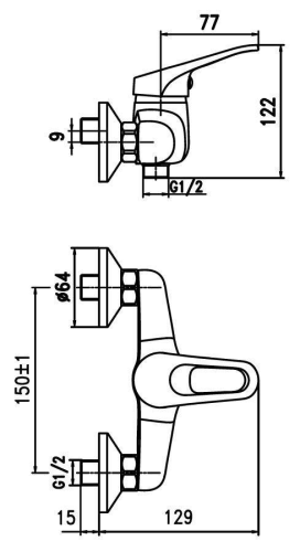 Змішувач для душу Aqua Rodos Decor 90017-7А, одноважільний, хром (АР000040415)