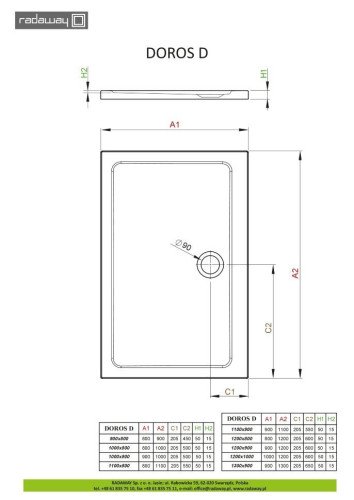 Душевой поддон Radaway Doros D, 110x80 (SDRD1180-01)