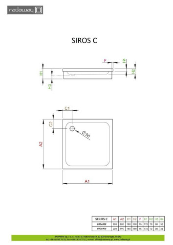 Душевой поддон Radaway Siros C, 90x90 (SBC9917-1)