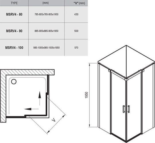 Душова кабіна Ravak Matrix MSRV4, 80x80 (1WV44C00Z1)