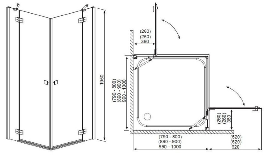 Душевые двери Radaway Fuenta New KDD 90R, правые (384001-01-01R)