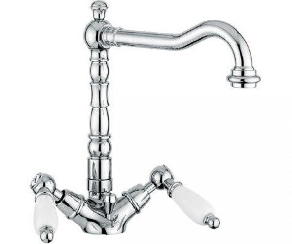 Cмеситель для умывальника Emmevi Deco Ceramica, двухвентильный, золото (OR121613)