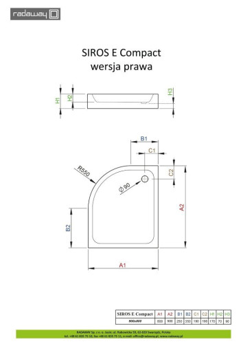 Душевой поддон Radaway Siros E, 90x80 (SBE9817-1R)