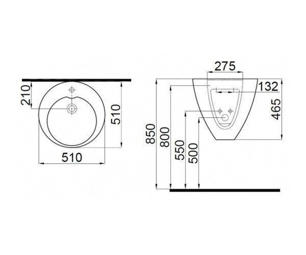 Умывальник подвесной Idevit Alfa, 51 (3101-2505)