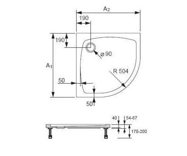 Душевой поддон Huppe Streamline, 90х90 (250203.055)