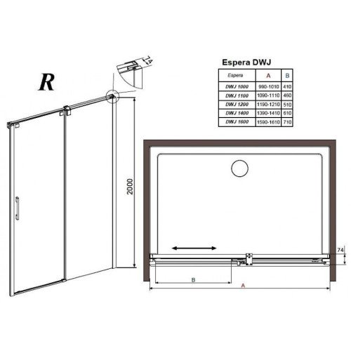 Душевые двери Radaway Espera DWJ 140R, правые (380114-01R)