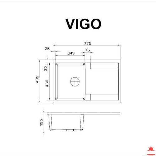 Кухонная мойка гранитная Granado Vigo, 78x50, белый (VIGO-1405)