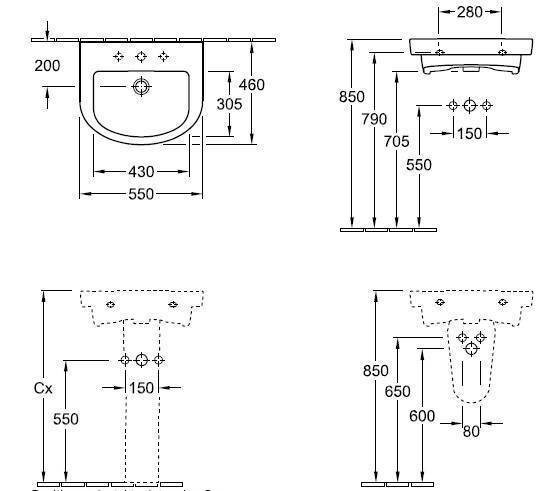 Умивальник підвісний Villeroy&Boch Subway 2.0, 55 (711456R1)