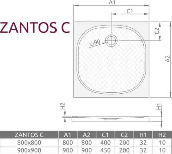 Душовий піддон Radaway Zantos C, 80x80 (M3ZNC8080-06)