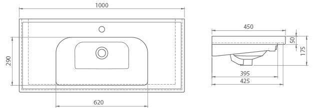 Умывальник подвесной Cerastyle Frame, 100 (AP0000414)