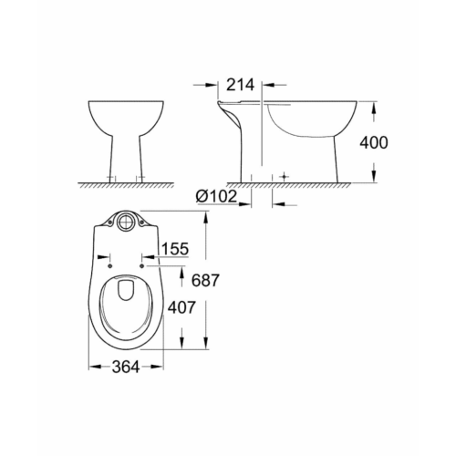 Унитаз напольный Grohe BauCeramic (39429000)