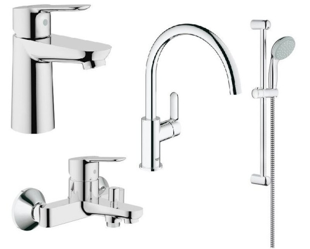 Комплект змішувачів 4 в 1 Grohe Bau Edge, хром (UA123218K0)
