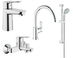 Комплект змішувачів 4 в 1 Grohe Bau Edge, хром (UA123218K0)