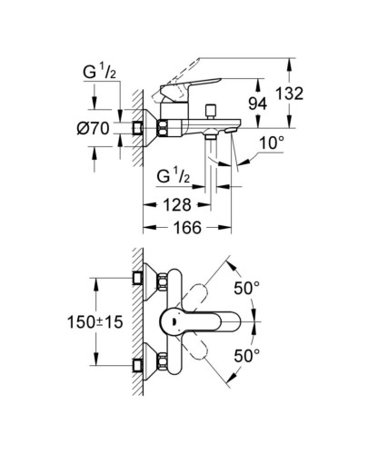 Комплект змішувачів 4 в 1 Grohe Bau Edge, хром (UA123218K0)