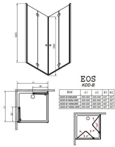 Душова кабіна Radaway Eos KDD-B, 80x80 (37313-01-01N)