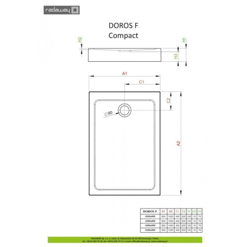 Душевой поддон Radaway Doros F Compact, 100x80 (SDRFP1080-05)