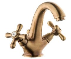Змішувач для умивальника Emmevi Deco Classic, двовентильний, бронза (BR12013)