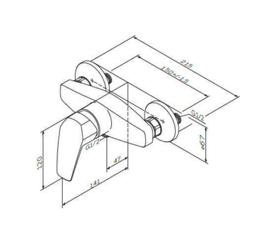 Cмеситель для душа AM.PM Gem, однорычажный, хром (F9020000)