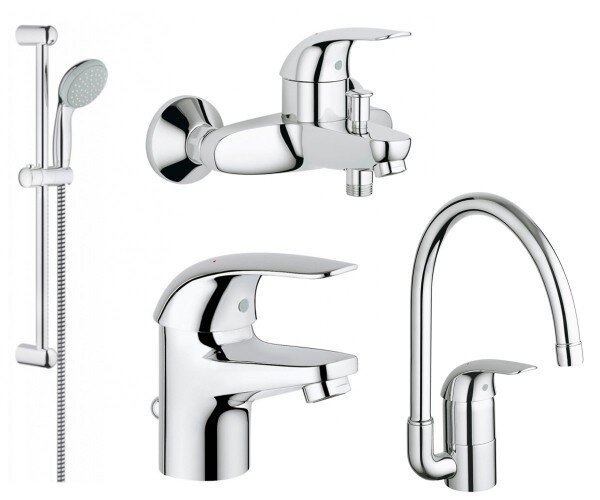 Комплект змішувачів 4 в 1 Grohe Euroeco, хром (UA123242K0)