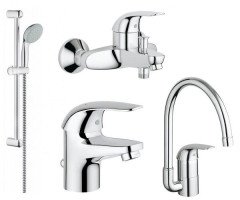 Комплект змішувачів 4 в 1 Grohe Euroeco, хром (UA123242K0)