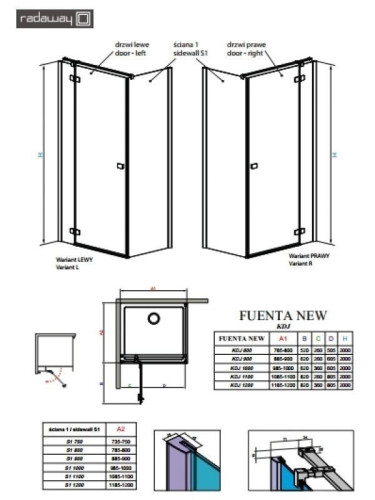 Душевые двери Radaway Fuenta New KDJ 80L, левые (384043-01-01L)