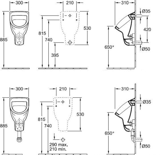 Писсуар Villeroy&Boch O.Novo (752705R1)