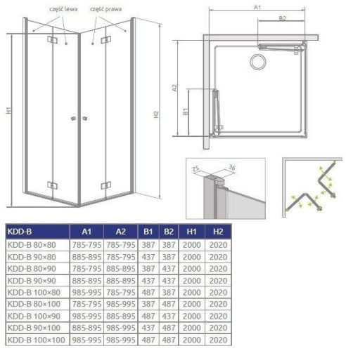 Душова кабіна Radaway Essenza New KDD-B, права, 90x90 (385071-01-01R)