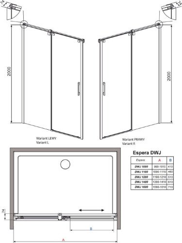 Душові двері Radaway Espera Mirror DWJ 100L, ліві (380110-71L)
