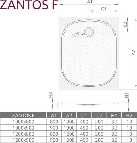 Душевой поддон Radaway Zantos F, 120x90 (M3ZNF1290-06)