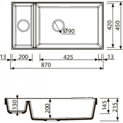 Кухонная мойка гранитная Marmorin Olwin, 87x45, белый (5255030)