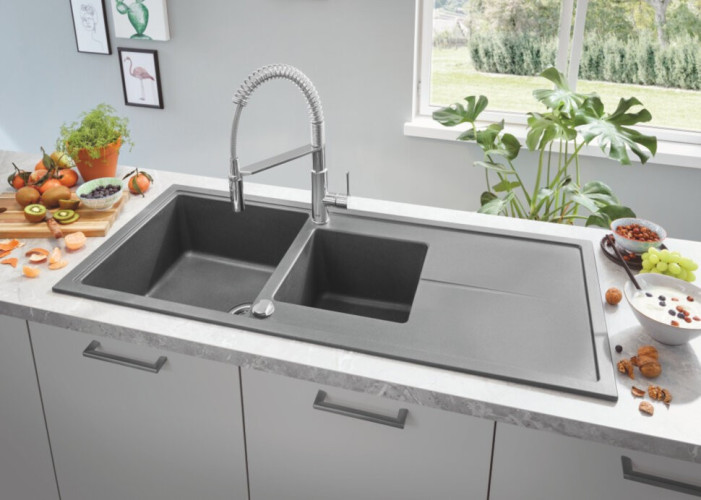 Кухонная мойка гранитная Grohe K400, 116x50, серый (31643AT0)