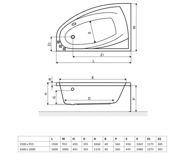 Ванна акриловая Excellent Aquaria Comfort, правая, 150x95 (WAEX.AQP15WH)