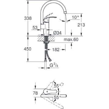 Смеситель для кухни Grohe Eurosmart New, однорычажный, хром (33202002)