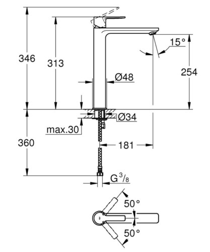 Cмеситель для умывальника Grohe Lineare, однорычажный, хром (23405001)